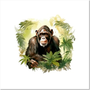 Cute Chimpanzee In Jungle Posters and Art